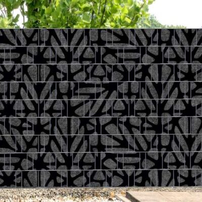 Florenz Grid – Melange-Sichtschutz mit schwarzem Motivdruck für Gartenzaun | 2,50 m × 1,80 m | UV-beständig, wetterfest & blickdicht | Hochwertiger PES-Sichtschutz aus recyceltem Material