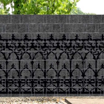 Florenz Fence – Melange-Sichtschutz mit schwarzem Motivdruck | 2,50 m × 1,80 m | UV-beständig, wetterfest & blickdicht | Hochwertige PES-Sichtschutzstreifen aus recyceltem Material