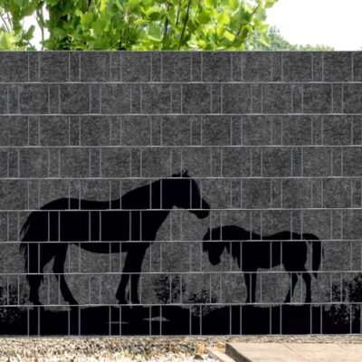 Florenz Country 4 – Melange-Sichtschutz mit schwarzem Motivdruck für Gartenzaun | 2,50 m × 1,80 m | UV-beständig, wetterfest & blickdicht | Nachhaltiger Design-Sichtschutz aus recyceltem PET