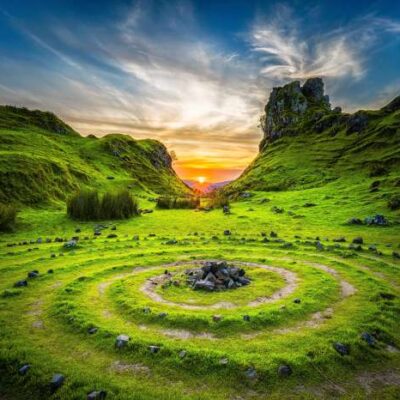 Zaunposter & Gartenposter Steinkreis | 100 % Polyester | matt, PVC-frei & UV-beständig | wetterfestes Outdoor-Dekor für Garten, Zaun & Terrasse