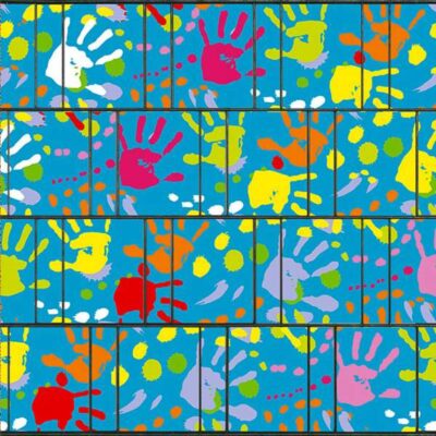 Kindergeburtstag – Bunter bedruckter Sichtschutzstreifen für Doppelstabmattenzaun | 26 m Rolle | UV-beständig & wetterfest