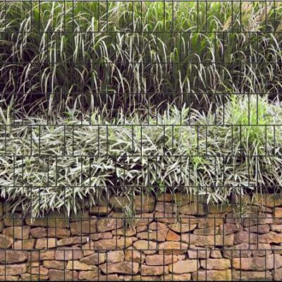 Steinmauer – Bedruckter Sichtschutzstreifen für Doppelstabmattenzaun | 2,5 m × 1,8 m | UV-beständig, wetterfest & pflegeleicht