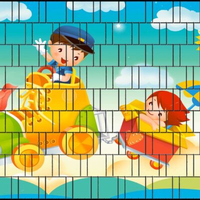 Lok – kreative Sichtschutzstreifen für Doppelstabmattenzaun | 2,5 m × 1,8 m | UV-beständig, wetterfest & blickdicht | graue Rückseite