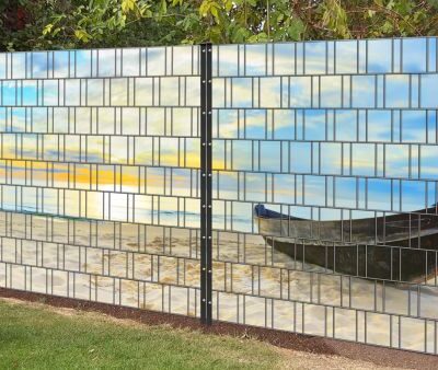 Robinson – Panorama XL bedruckte Sichtschutzmatten für Doppelstabmattenzaun | 1,8 m × 5 m | UV-beständig & wetterfest | dekorativer Zaun-Sichtschutz aus Polyester