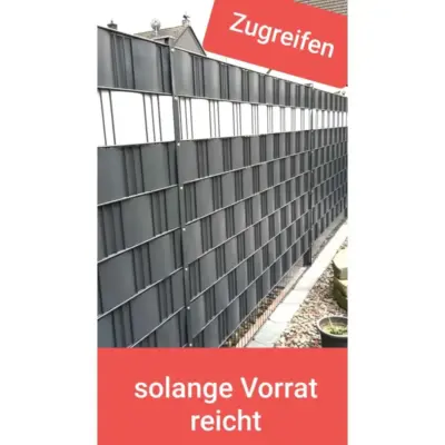 Sichtschutzstreifen Maximus anthrazit RAL 7016 – beidseitig geriffelt aus Polypropylen (PP) 2530 x 191 x 1,5 mm | Wind- und Sichtschutz für Doppelstabmattenzaun & Gittermatten