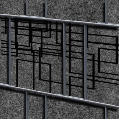 Florenz Squares – Einzelstreifen Design-Vlies Sichtschutz für Zaun | 2,60 m × 19 cm | Dekorativer Sichtschutzstreifen für moderne Zaunoptik