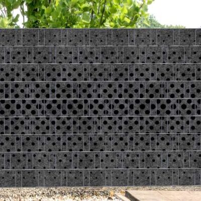 Florenz Tupfen – Melange mit schwarzem Motivdruck | Design-Sichtschutzstreifen für Doppelstabmattenzaun | 2,5 m × 1,8 m | moderne Optik & recyceltes PET