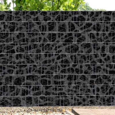 Florenz Kroko – Melange mit schwarzem Motivdruck | Design-Sichtschutzstreifen für Doppelstabmattenzaun | 2,5 m × 1,8 m | UV-beständig & nachhaltig aus recyceltem PET